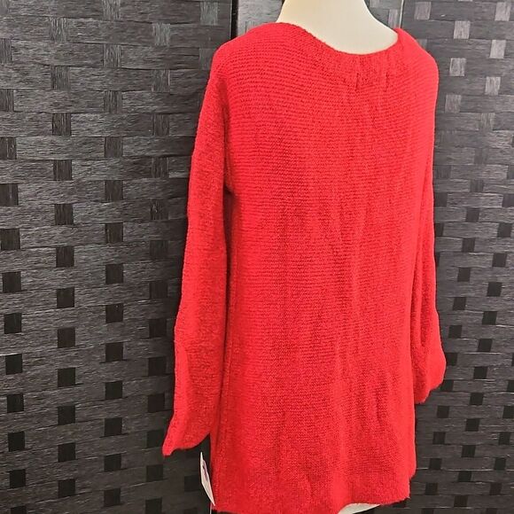 NWT Liz Claiborne Cabaret Red Crew Tunic Oversized Sweater Size Small - Picture 9 of 13